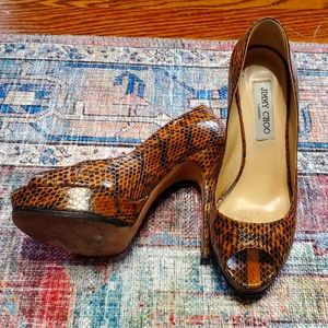 Jimmy choo poem toe python heels